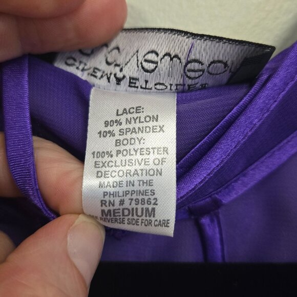 Cinema Etoile Seductivewear Purple Lace Sheer Robe and Chemise Set Medium - Picture 6 of 15